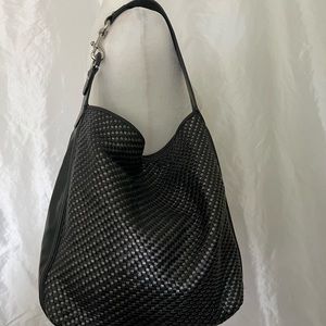 Coach Park Avery Woven Black Leather Tote